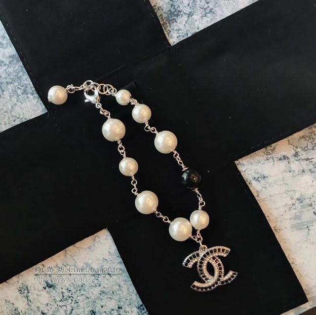 chanel手鏈 小香黑白鑽 雙c珍珠手鏈  gzsc1086